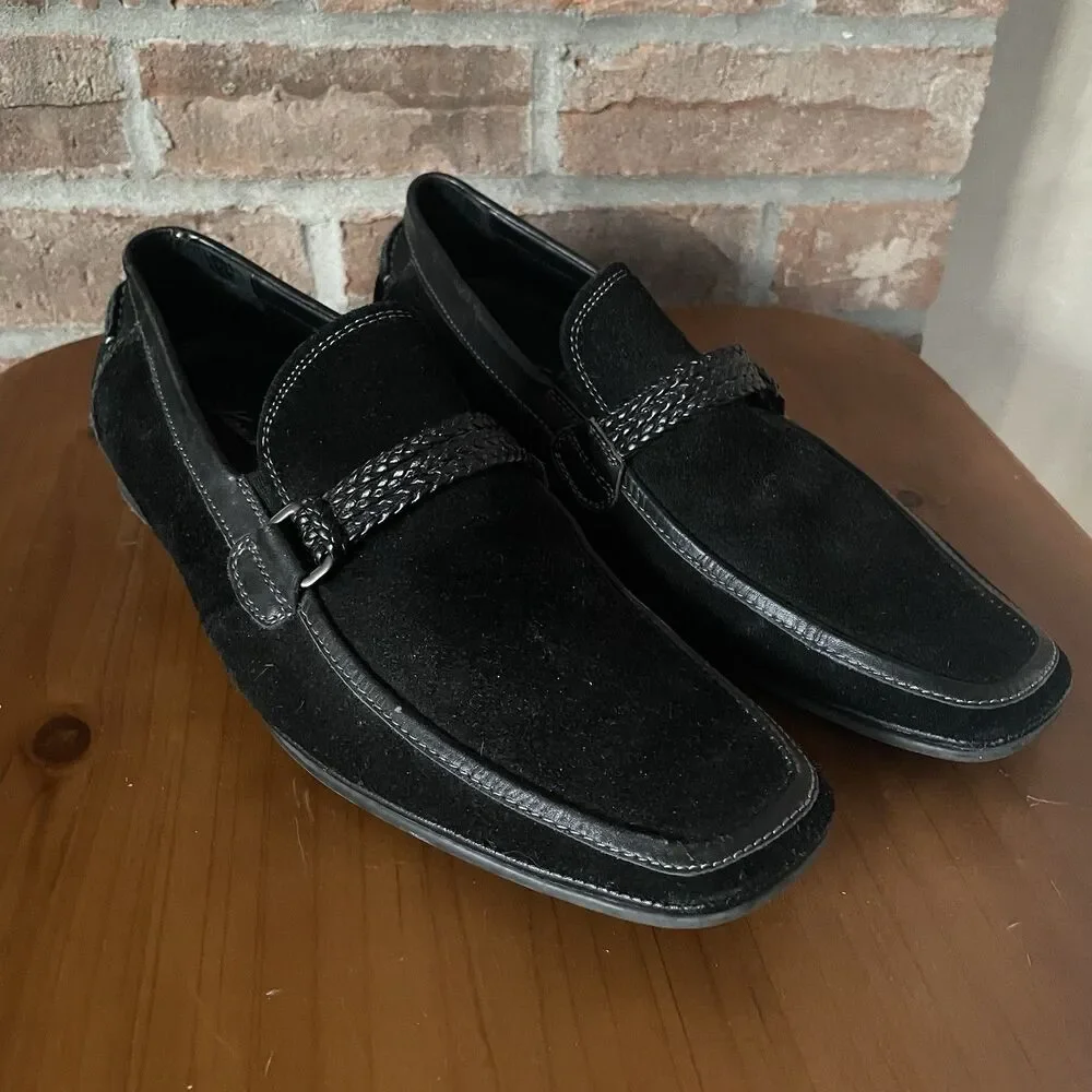 Kenneth Cole Big Band Suede Loafers Men's 7.5M Black Slip On Dress Shoes